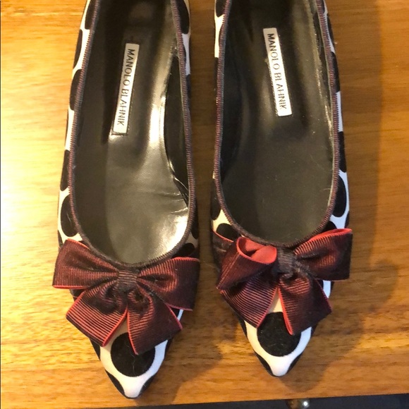 Manolo Blahnik Shoes - Mano lo Blahnik Polka Dot Flats 39 Never Worn!!